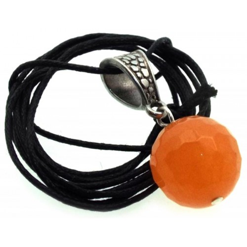 14mm Orange Calcite Gemstone Sphere Pendant